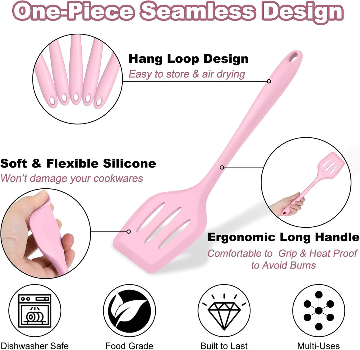 Silicone Cooking Utensil Set of 7, Kitchen Cooking Utensil Set
