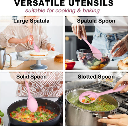 Silicone Cooking Utensil Set of 7, Kitchen Cooking Utensil Set