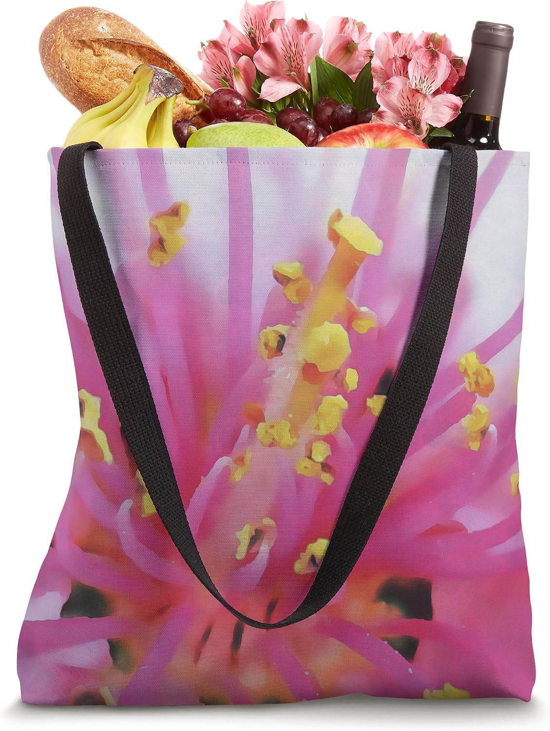 Pink Peach Pollen Macro Abstract Art Tote Bag