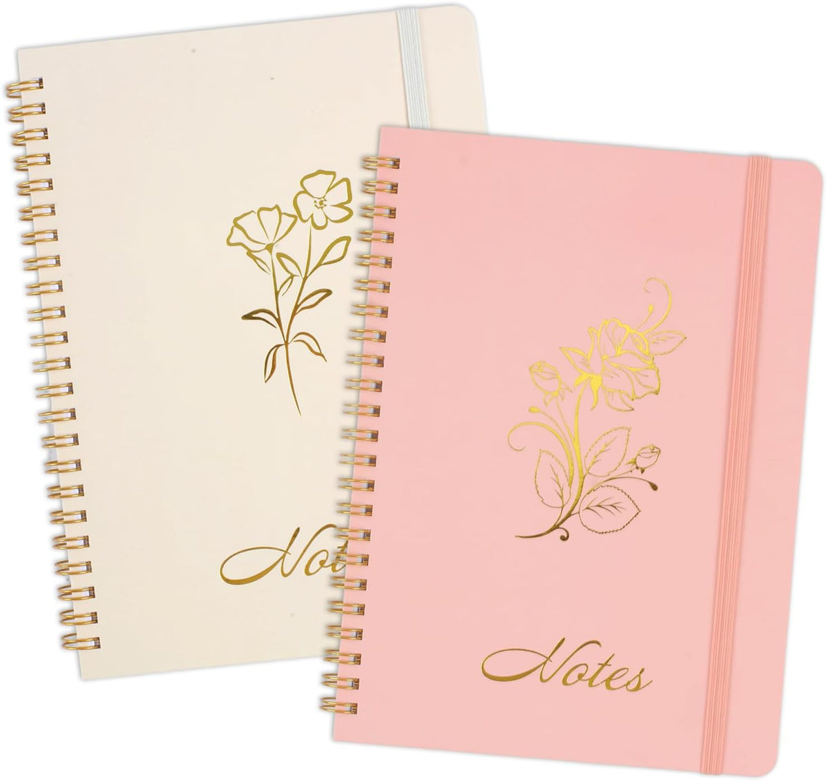 Aesthetic Spiral Notebook, 2PCS Cute Notebook, 8.3" x 6" Notebook For Women, A5 Spiral Journal Notebook for Office/School/Home (Pink & Beige)