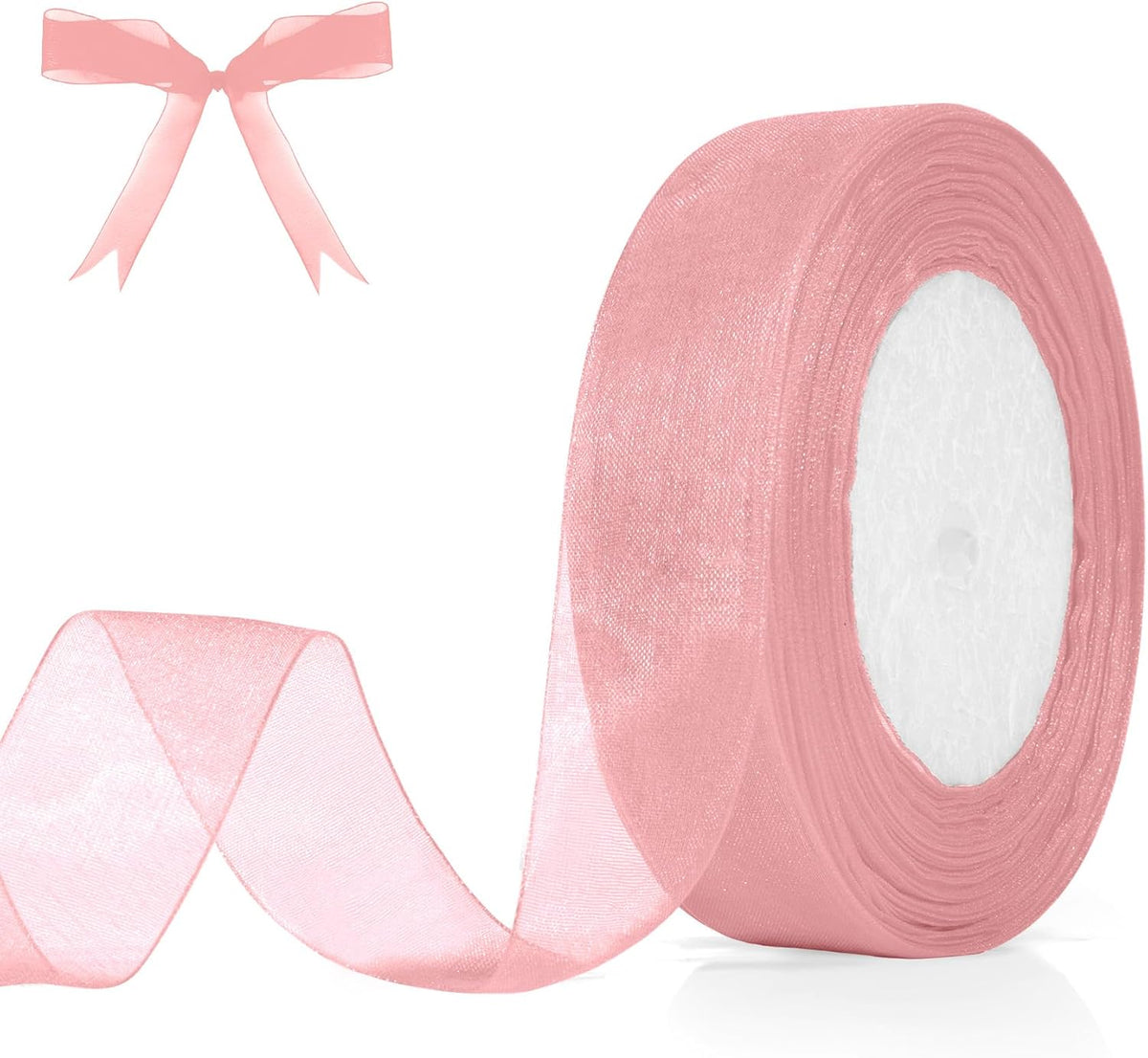 Light Pink Organza Ribbons Pink Tulle Ribbons 1 Inch 50 Yards Gift Wrapping