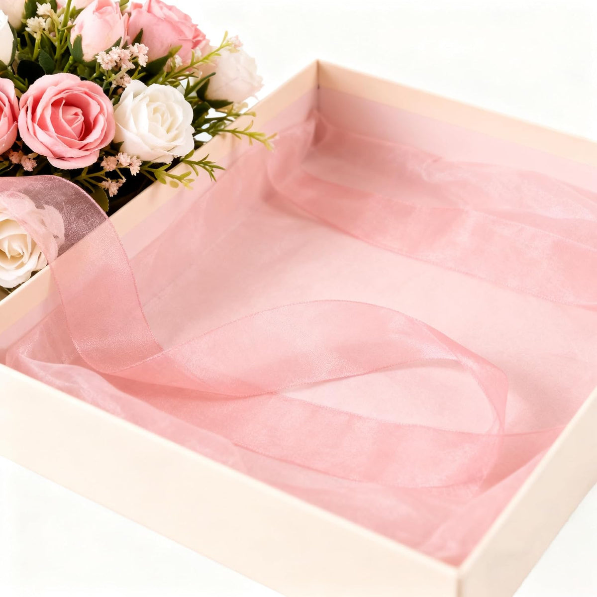 Light Pink Organza Ribbons Pink Tulle Ribbons 1 Inch 50 Yards Gift Wrapping