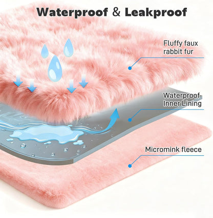 Waterproof Dog Blanket for Sofa Bed Couch, Couch Cover Blanket Fluffy Faux Rabbit Fur Reversible Furniture Protection, Pet Blanket for Medium Large Dogs Cats