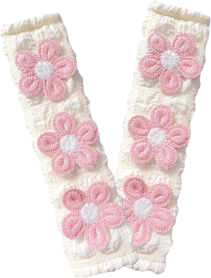 Cute Flower Car Seat Belt Shoulder Pad Cushions (2 in a Pack), Car Accessories Seat Belt Shoulder Strap Protector Universal Cover (White Pink)