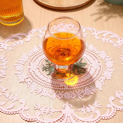 2Pcs Retro Lace Placemats Pink French Crochet Doilies Heat Resistant Non-Slip Place mats for Dining Table Home Decor