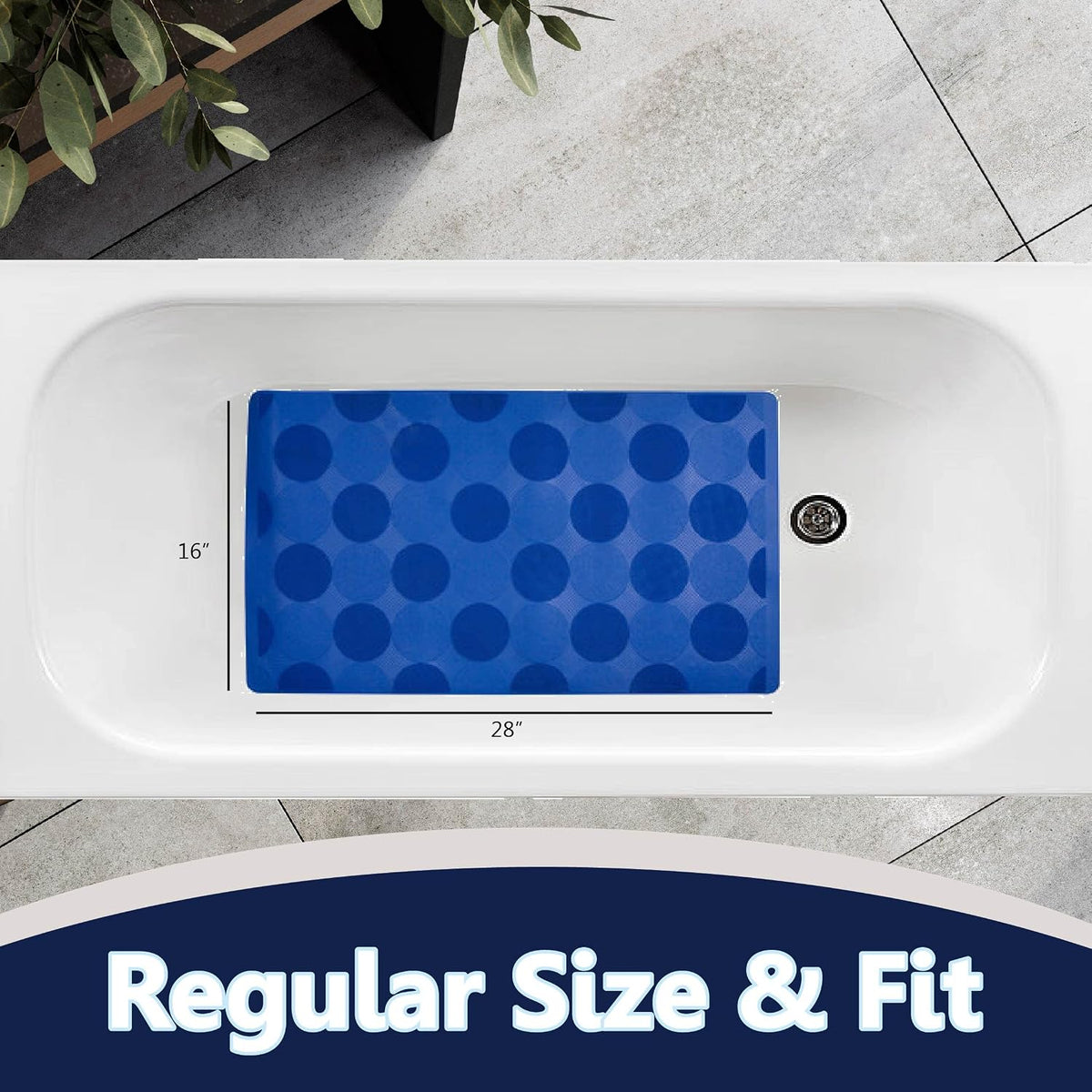 Non-Slip Bath, Shower, Tub Mat, TPR Material, Eco-Friendly, Non-PVC, Machine Washable, No Odor, with Powerful Gripping Suction Cups, Pop Circle (16"x28" Pink)