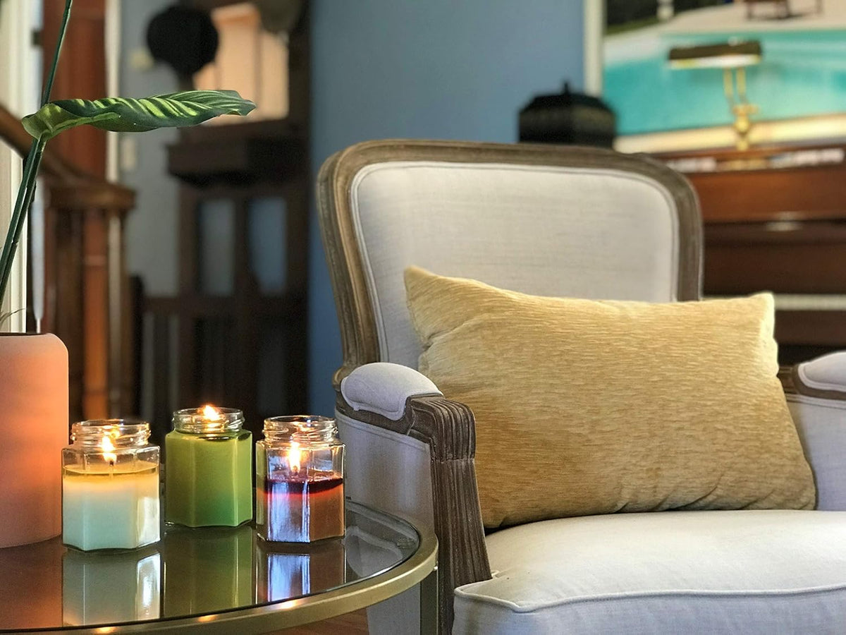 Hex Scented Candle (Georgia Peach Cobbler) - Aromatherapy, 5.5 oz, 25-35 Hours Average Burn Time