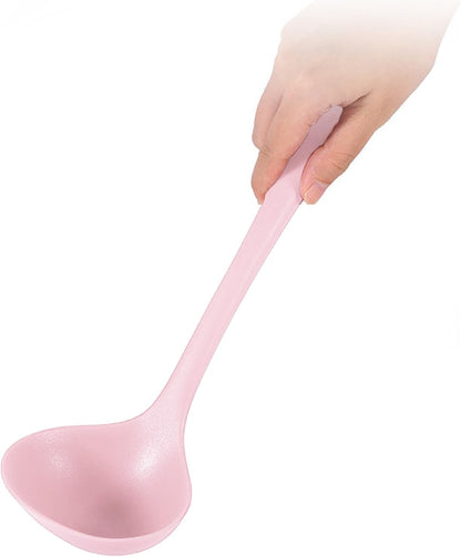 2Pcs Silicone Nonstick Soup Spoon,8.3 Inch & 11.6 Inch Ladle Spoon with Hanging Hole,Easy to Storage,Multipurpose Cooking Spoon for Kitchen(Pink)