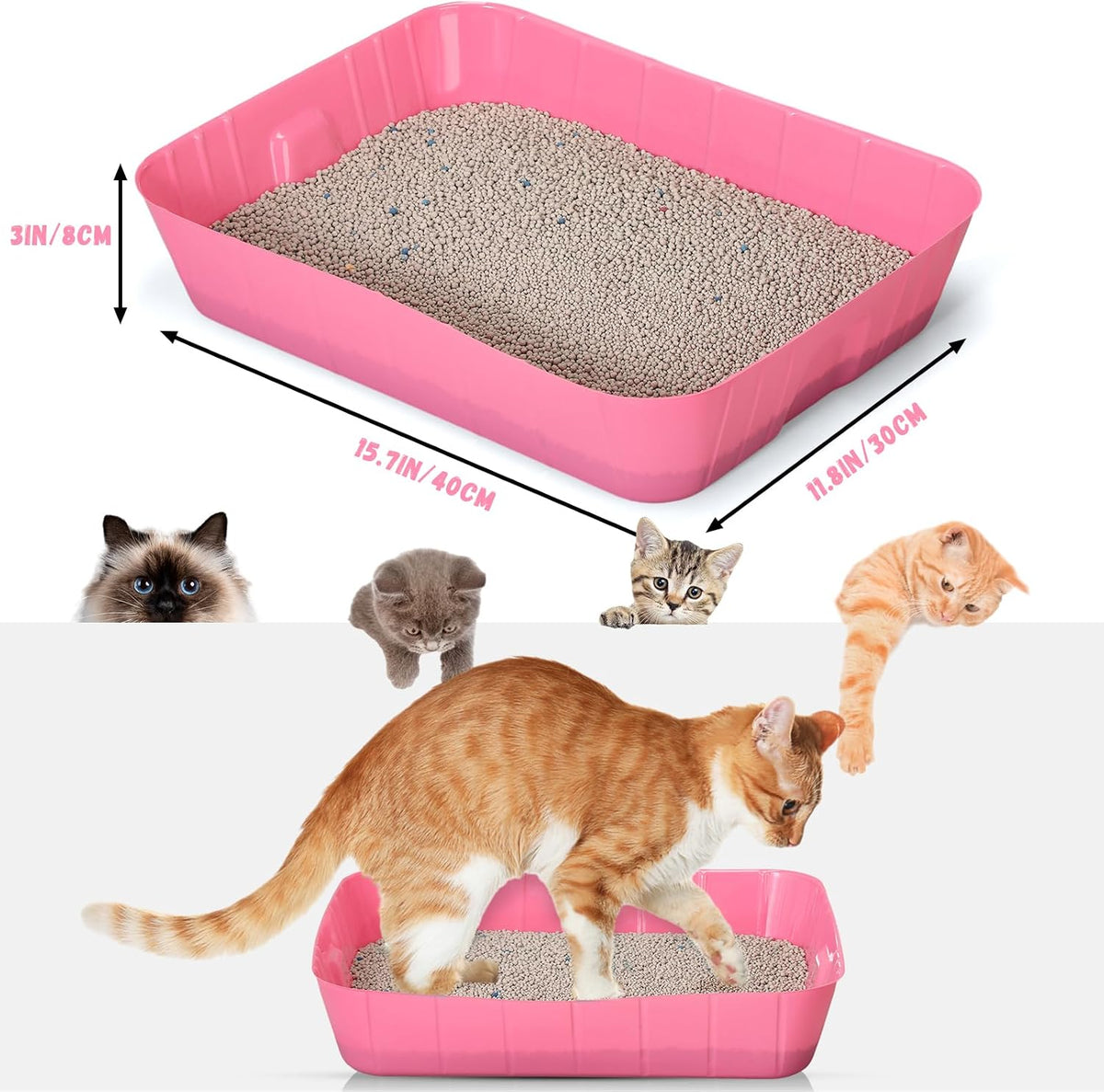 25 Count Disposable Litter Box for Cats Large, Pink