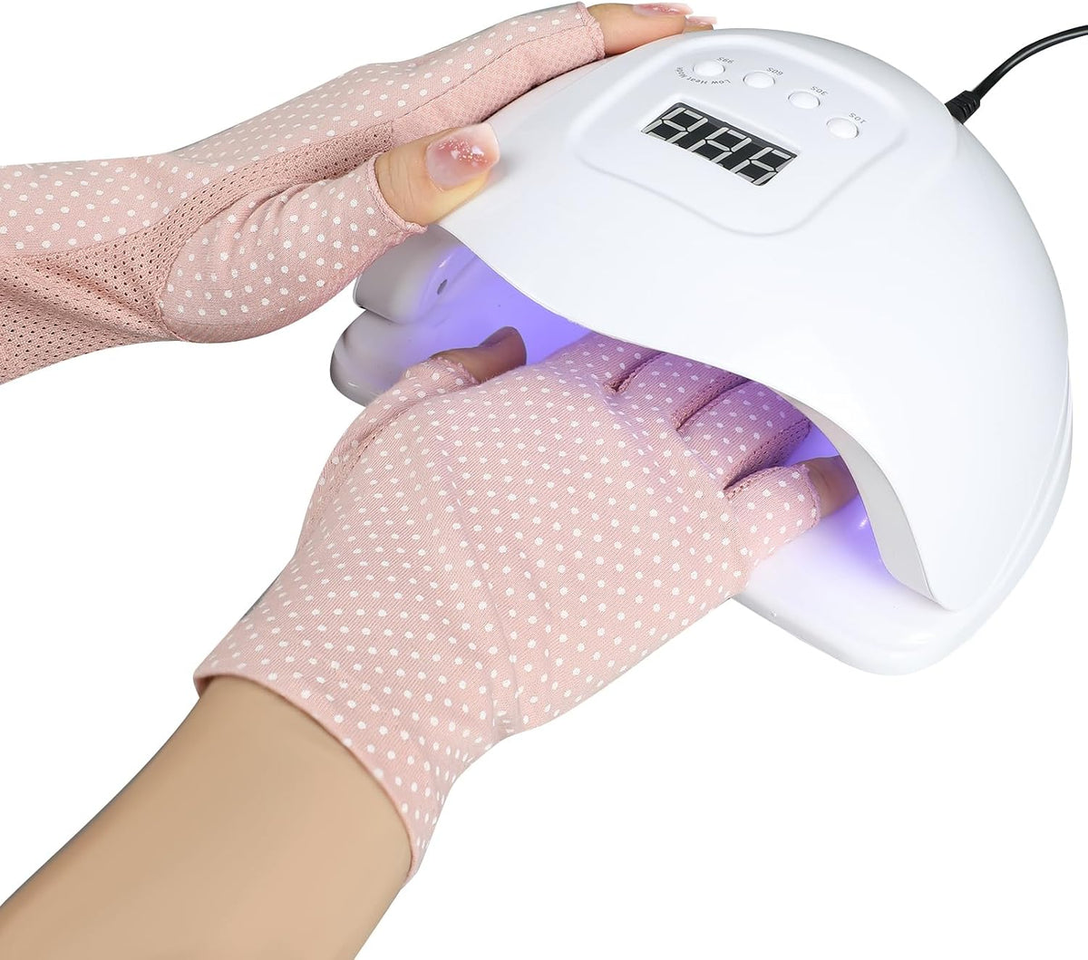 3 Pairs Sun UV Protection Gloves Non Slip Cotton Fingerless Driving Biking Sunscreen Nail Manicure Gloves for Women