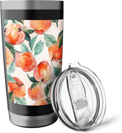 Cute Watercolor Peach Fruit Pattern Art Stainless Steel Insulated Tumbler