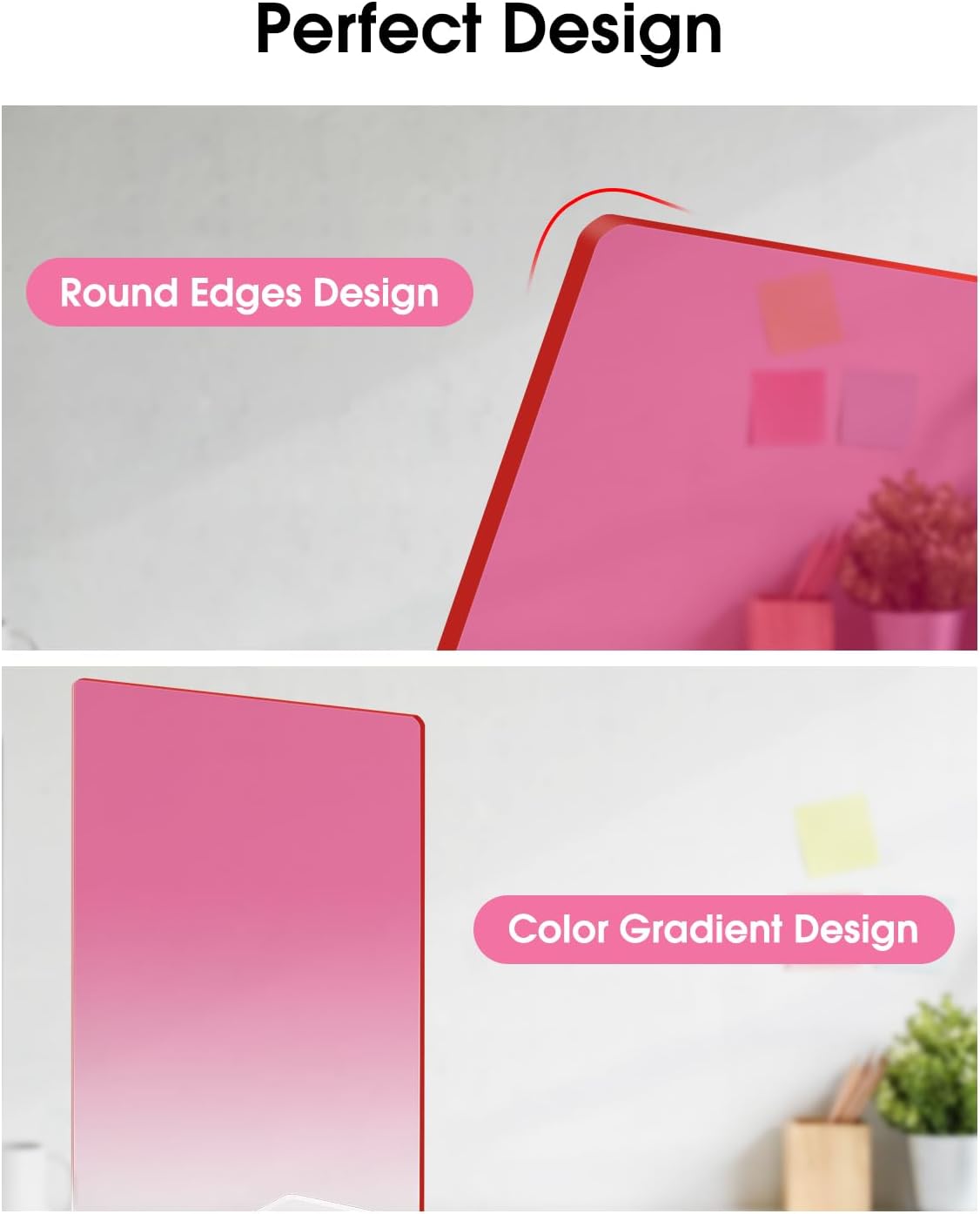 Honagu Book Ends, Acrylic Bookends, Clear Book Ends for Shelves, Desk Book Organizer, Book Holder Stand Decorative for Heavy Books, CDs, Video Games (2 Pair/4 Pieces, Gradient Pink)