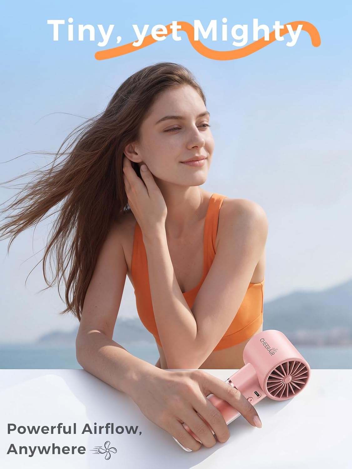 Handheld Portable Fan, 6-Speed Rechargeable Powerful Mini Fan