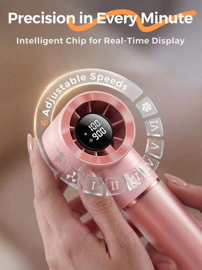 Handheld Portable Fan, 6-Speed Rechargeable Powerful Mini Fan