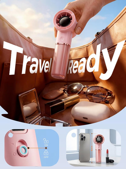 Handheld Portable Fan, 6-Speed Rechargeable Powerful Mini Fan