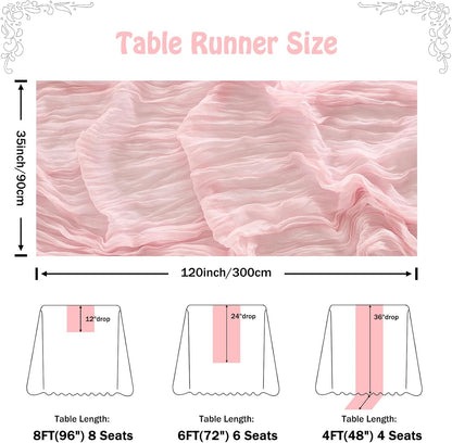1 Pack Cheesecloth Table Runner -10FT Blush Pink Boho Gauze Cheese Cloth Table Runner 120 Inches Long Rustic Sheer Fabric Centerpieces for Wedding Birthday Party Bridal Baby Shower Decorations