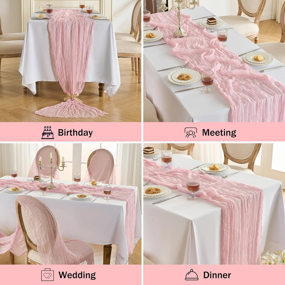 1 Pack Cheesecloth Table Runner -10FT Blush Pink Boho Gauze Cheese Cloth Table Runner 120 Inches Long Rustic Sheer Fabric Centerpieces for Wedding Birthday Party Bridal Baby Shower Decorations