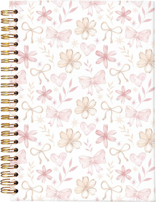 Floral Spiral Notebook for Women,Pink Notebook Gifts for Teen Girls
