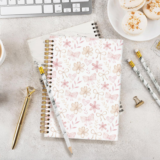 Floral Spiral Notebook for Women,Pink Notebook Gifts for Teen Girls