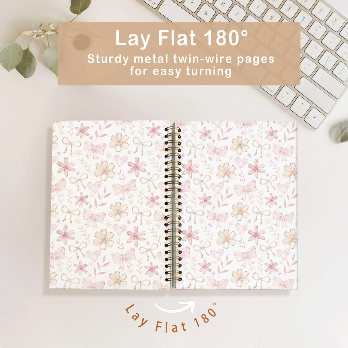 Floral Spiral Notebook for Women,Pink Notebook Gifts for Teen Girls