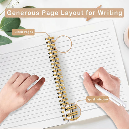 Floral Spiral Notebook for Women,Pink Notebook Gifts for Teen Girls