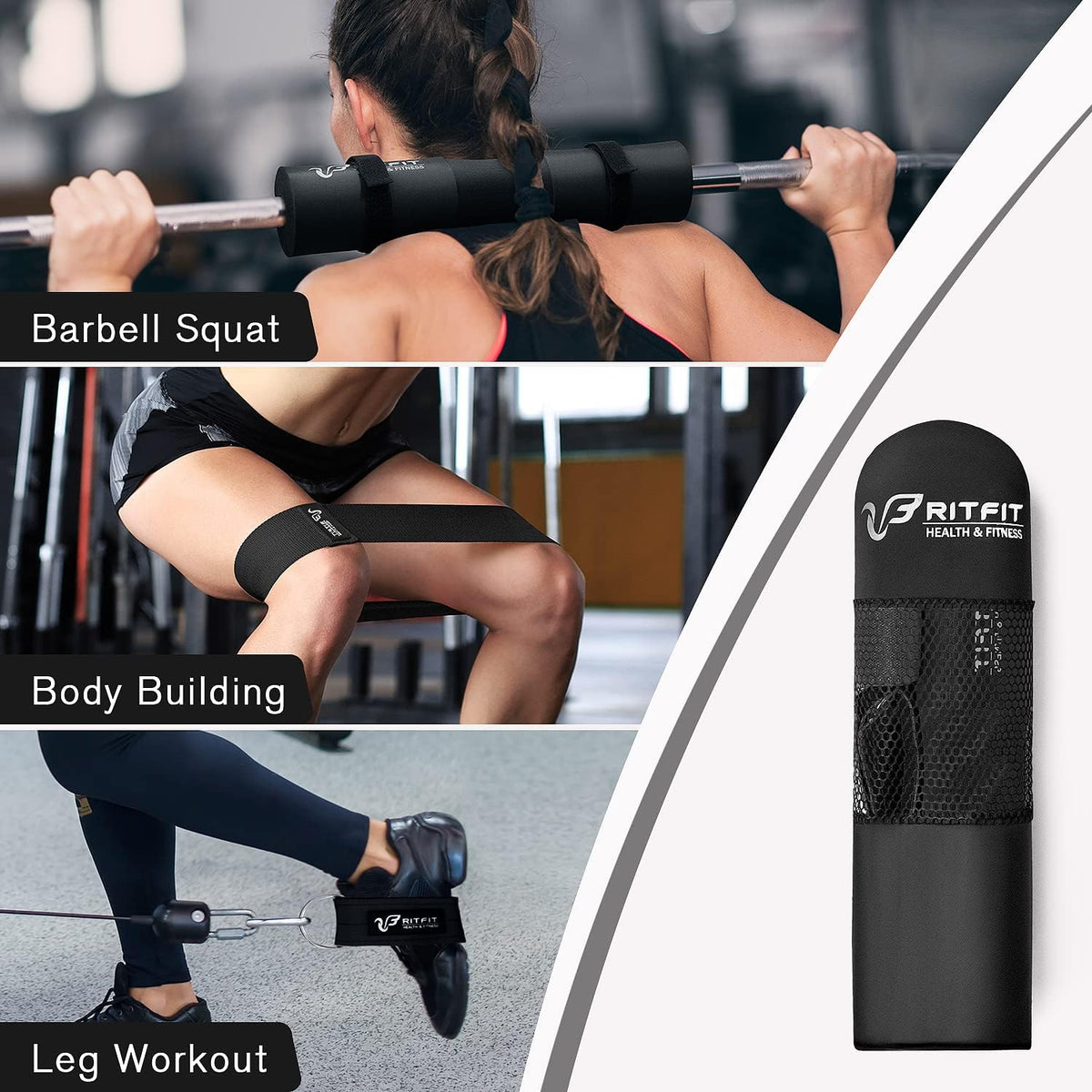 RitFit 7PCS Barbell Squat Pad Set, Hip Thrust & Lunges