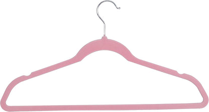 Velvet Hangers 100 Pack, Non-Slip Clothes Hangers, Suit Hangers with Shoulder Notches, Pants Bar, 360° Swivel Hook, Space-Saving, for Closet (Pink)