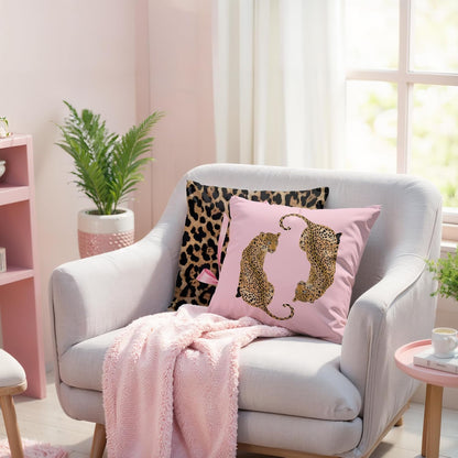 Trendy Funky Pink Cheetah Coquette Bow Lip Pillow Covers 18x18 Set of 2,Cheetah Leopard Lover Gifts for Women,Coquette Preppy Pillow Covers for Girls Room Dorm Apartment Decor