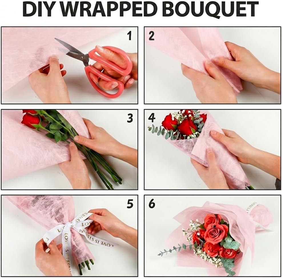 38 Sheets Pull-out Tissue Pink Flower Wrapping Paper