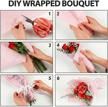 38 Sheets Pull-out Tissue Pink Flower Wrapping Paper