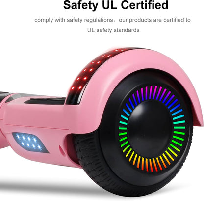 Self Balancing Scooter, 6.5” Two-Wheel with Bluetooth and Flashing LED Lights