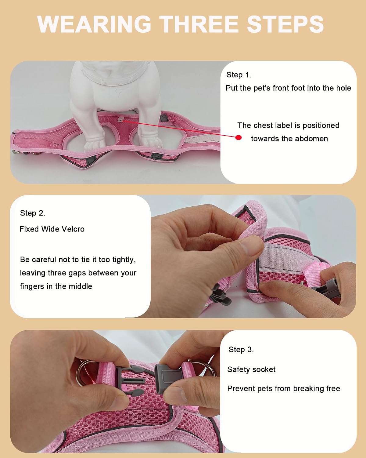 XXS Pink Soft Mesh Dog Harness and Leash Set,No Escape Puppy Harnesses for Training Walking， Reflective Adjustable Puppy Vest for Small Medium Dogs, Cats (Pink, XXS)