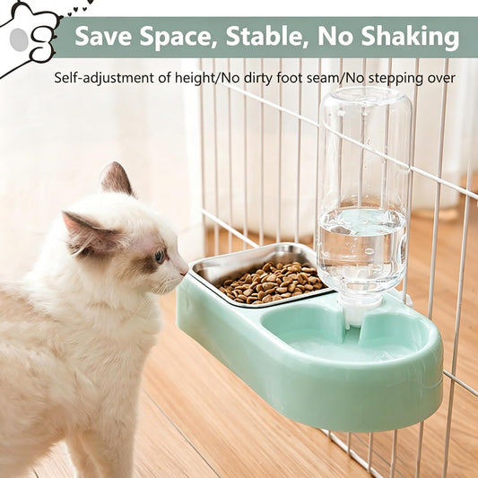 Hanging Dog Bowls, Cage Automatic Cat Food and Water Bowl Set