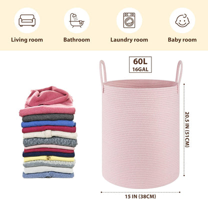 OIAHOMY 60L Nursery Hamper Laundry Basket Laundry Hamper Pink