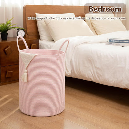 OIAHOMY 60L Nursery Hamper Laundry Basket Laundry Hamper Pink