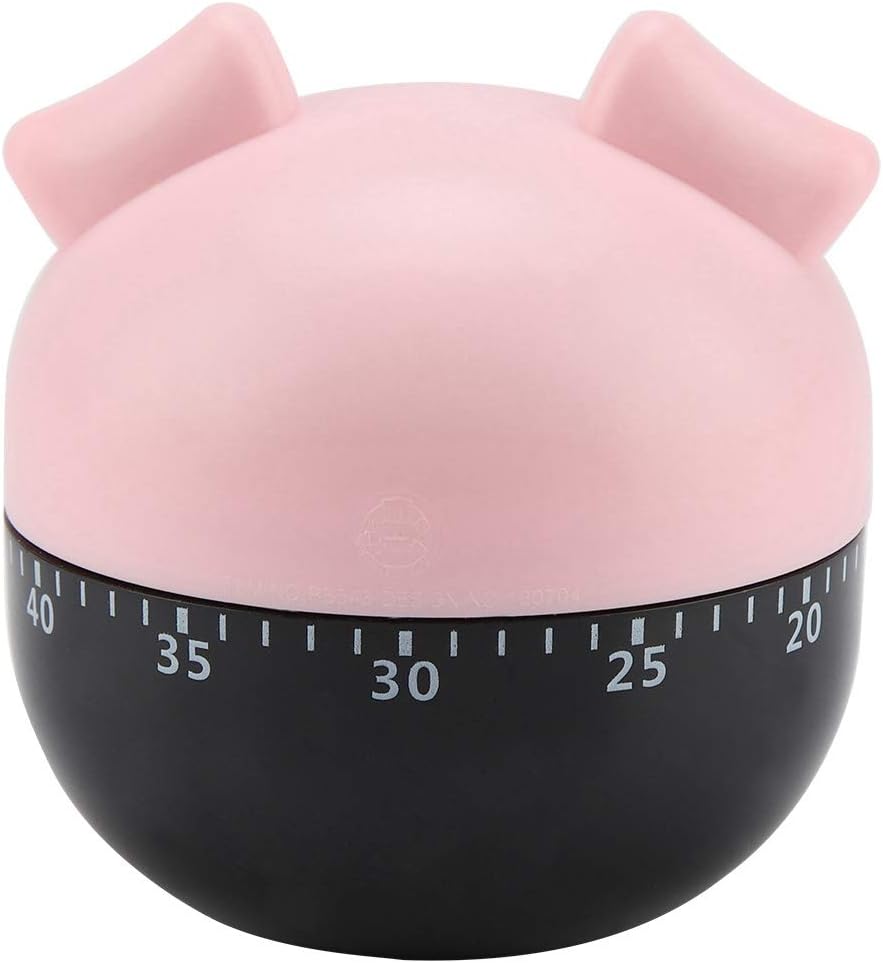 60-Min Mechanical Kitchen Timer, Pink Pig Loud Alarm
