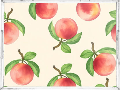 Peach Serving Tray, 15.7x11.8 Inches Decorative Acrylic Tray with Handles for Breakfast, Coffee Table, Bathroom Organizer, Storage Tray