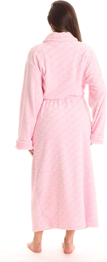 Velour Kimono Robe Hooded Bath Robes for Women Maxi Length