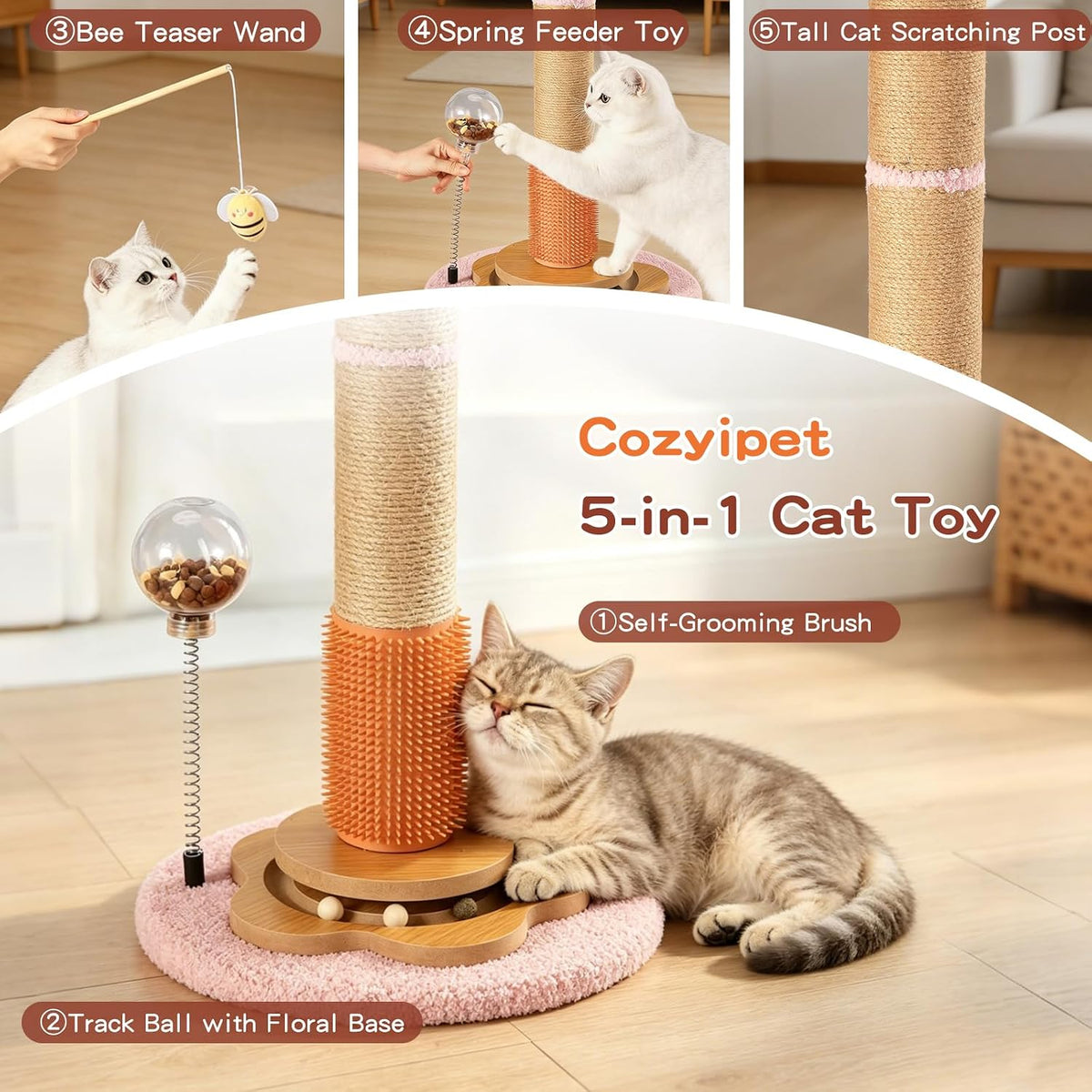 45" Tall Cat Scratching Post for Large Cats Adults