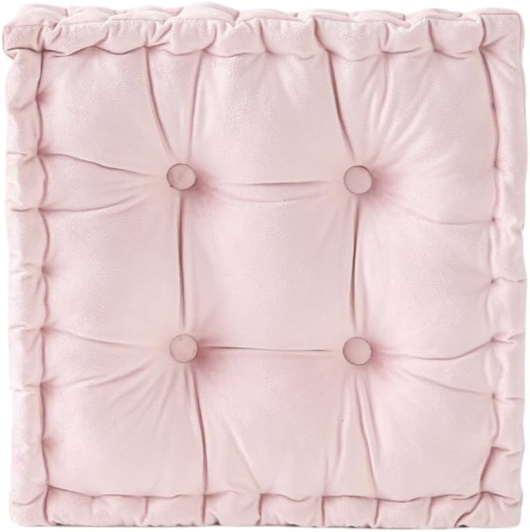 Chair Cushion for Dining Chair, Soft Velvet Square Seat Cushion with Ties Cozy Indoor Chair Pad Cushion for Office Kitchen Dining Room (Pink,16"x16")