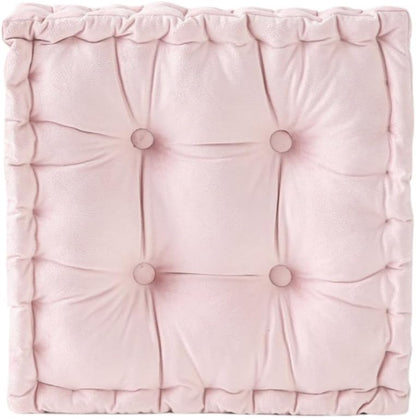 Chair Cushion for Dining Chair, Soft Velvet Square Seat Cushion with Ties Cozy Indoor Chair Pad Cushion for Office Kitchen Dining Room (Pink,16"x16")