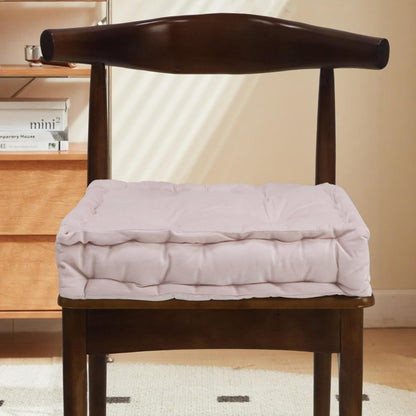 Chair Cushion for Dining Chair, Soft Velvet Square Seat Cushion with Ties Cozy Indoor Chair Pad Cushion for Office Kitchen Dining Room (Pink,16"x16")