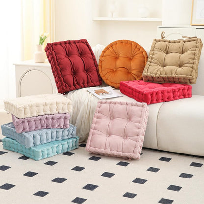 Chair Cushion for Dining Chair, Soft Velvet Square Seat Cushion with Ties Cozy Indoor Chair Pad Cushion for Office Kitchen Dining Room (Pink,16"x16")