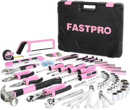198-Piece Pink Tool Set, Home Tool Kit with Tool Box