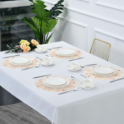 Rosette Pattern Peach Gold Floral Round Reversible placemats Heat Resistant Waterproof Set of 6 placemats for Dining Table 15.4x15.4in