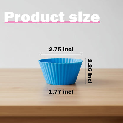 Reusable Silicone Cupcake Liners, BPA Free Silicone Muffin Cups for Baking, Oven Microwave Air Fryer Safe, 2.75 x 1.7 x 1.2 Inches, Dishwasher Safe Baking Cups, 8 Rainbow Colors, 24 Pack