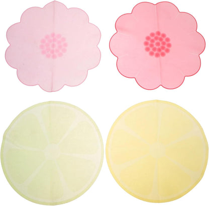 Silicone Stretch Lids for Bowls 4pcs Set, Food-grade Silicone Seal Covers in Rose Red, Light Pink, Yellow, and Green, Reusable Food Storage Bowl Covers for Kitchen and Fruit