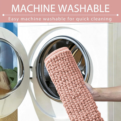 Chenille Bathroom Rugs Mats Carpet 30”x18”, Super Soft Absorbent Quick Dry,Non Slip Indoor Area Rug for Tub and Shower Entryway Lightweight Machine Washable for Bedroom,Kitchen,Garage, Pink