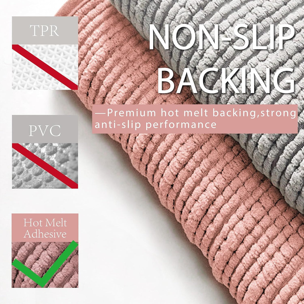 Chenille Bathroom Rugs Mats Carpet 30”x18”, Super Soft Absorbent Quick Dry,Non Slip Indoor Area Rug for Tub and Shower Entryway Lightweight Machine Washable for Bedroom,Kitchen,Garage, Pink