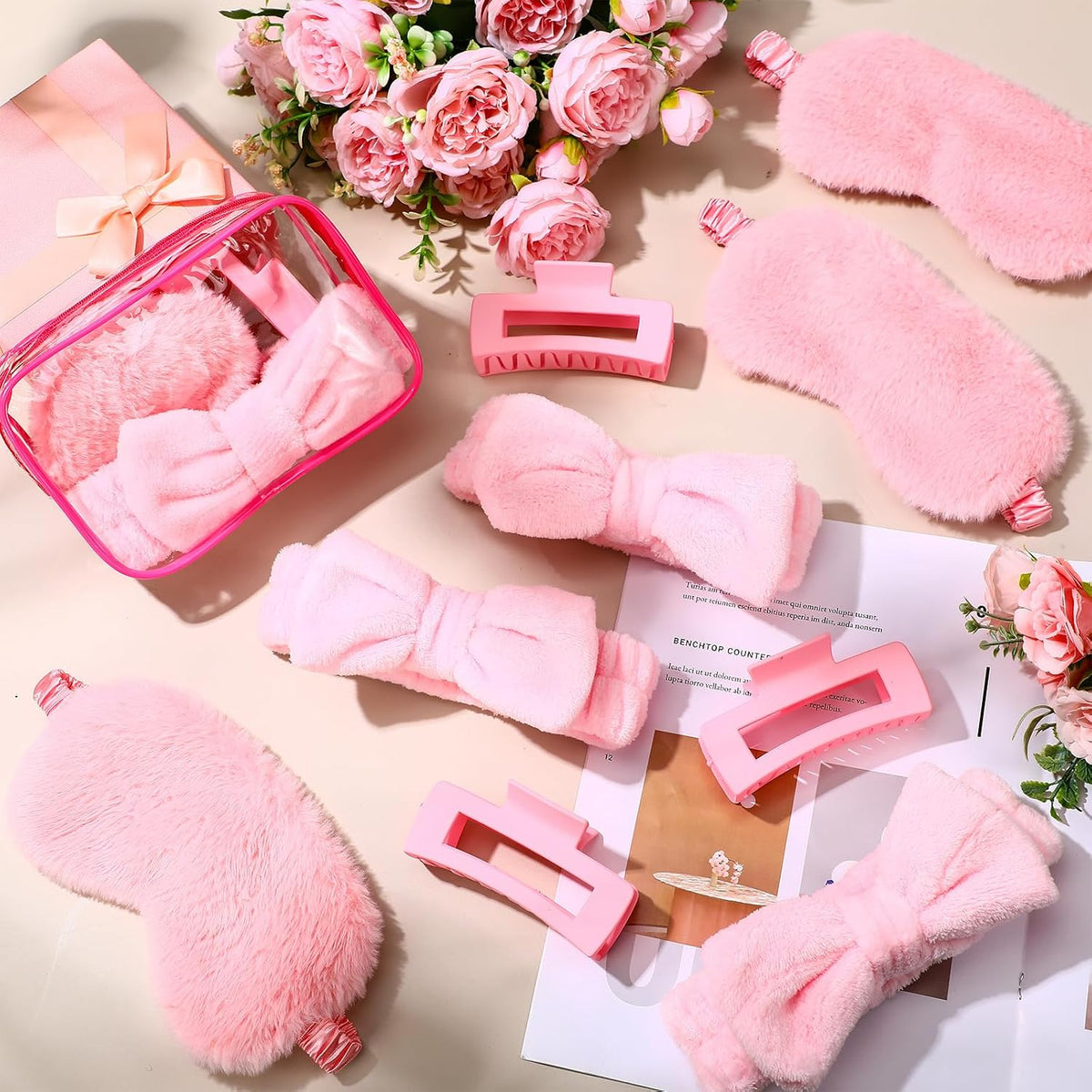 24 Pcs Slumber Party Favors Spa Sleepover Party Supplies, Pink